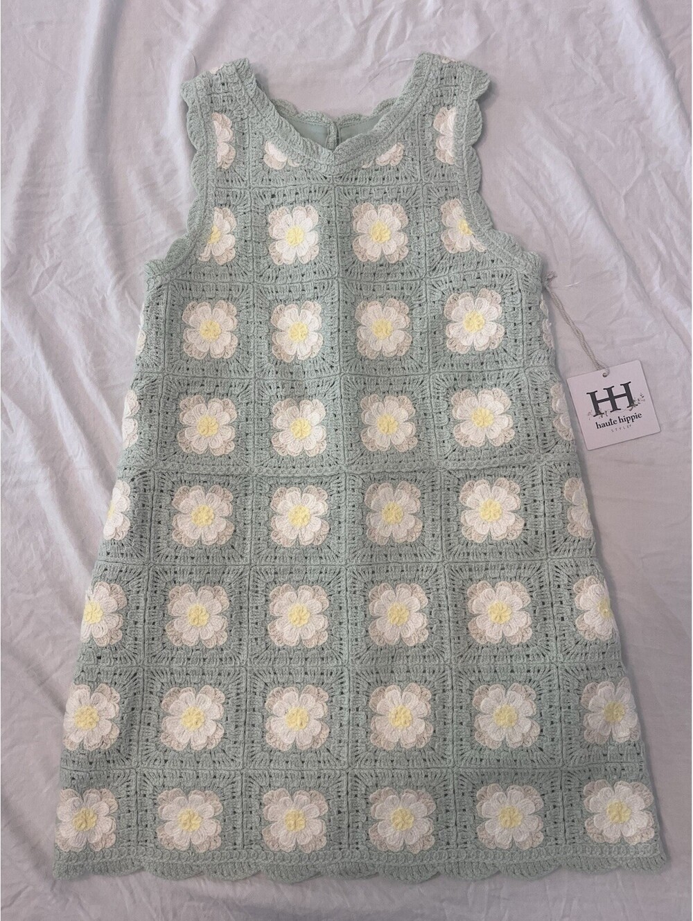 Haute Hippie Pastel Crochet Floral Mini Dress 5T